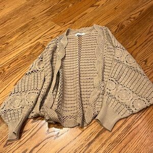 Design History Woman’s Tan Crochet Cardigan